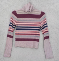 Aeropostale Turtleneck Shirt Womens Juniors SZ L Red and Blue Stripes To... - £7.86 GBP