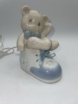 Precious Moments Figurine Blue Lamp Night Light EUC Boot Teddy bear 1994 - £13.32 GBP