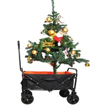 Folding Wagon Garden Shopping Beach Cart, Black + Yellow - £58.77 GBP