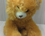 Greenbrier International Plush orangish brown teddy bear sitting white s... - $4.94