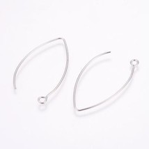 2 Marquise Earwires Stainless Steel Lever Ear Wires Earring Findings Sil... - $2.96