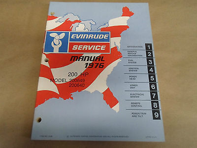 1976 Evinrude Service Atelier Manuel 200 HP 200649 200640 OEM Bateau - $7.98