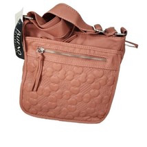 Bueno KARA Purse Bag Quilted Clover Hearts Salmon Coral Faux Leather NEW - $24.75