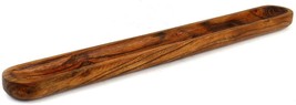 Hand Carved Acacia Wood Long Olive Tray Canoe Style Perfect Serving Dinner Rolls - £62.14 GBP