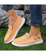 Raw Edge Round Toe Embroidery Flat Slip-Ons - $54.77 CAD