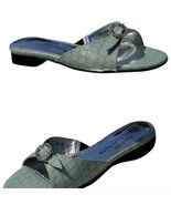 Donald Pliner Gator Leather Rhinestone Buckle Sandals Shoe Ocean Blue NW... - $136.77 CAD