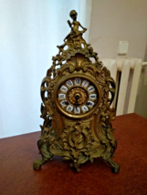 Vintage Bronze Neo Gothic Mantel Clock with Hermle/FHS - $465.30