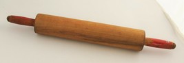VINTAGE KITCHENWARE TOOL RED HANDLE WOOD ROLLING PIN PRIMITIVE UTENSIL  ... - £15.63 GBP