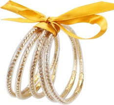 5PCS Crystal Filled Jelly Bangle Bracelet Set Sparkling Fashion Bangle B... - £9.38 GBP