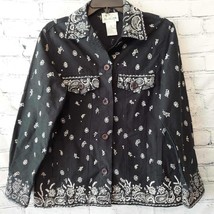 The Quacker Factory Womens Jacket Black White Paisley Embroidered Rhines... - $17.07