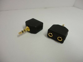 Pack of 2 Gold Plated 3.5mm Male Stereo to Dual 3.5mm Female Audio Jack Splitter - £8.42 GBP