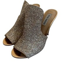 Steve Madden Sinful Pink Glitter Heels Open Toe Sandals Slides Size 7.5 ... - $48.38