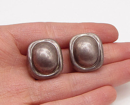 ZINA 925 Sterling Silver - Vintage Dome Button Design Clip On Earrings - EG1981 - £42.35 GBP