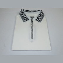 Men Sports Shirt DE-NIKO Short Sleeves Cotton Zipper Polo Shirt DBK104 White image 5