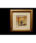 Original Miniature Watercolor Jerusalem Damascus Gate  Framed, Linen Mat... - £3.98 GBP