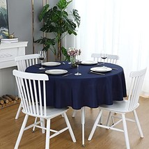 Folins&amp; Navy Blue Round Tablecloth 60 Inch Waterproof Heavy Duty Wrinkle Home - £39.50 GBP