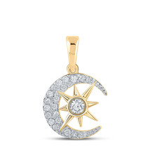 10kt Yellow Gold Womens Round Diamond Crescent Moon Star Pendant 1/4 Cttw - £344.36 GBP