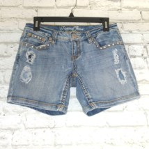 Request Jeans Shorts Womens 29 Distressed Bling Cross Pockets Rhinestone... - £15.94 GBP