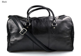 Duffle bag genuine leather shoulder bag black brown men women travel bag gym  - £170.93 GBP