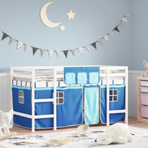 Kids&#39; Loft Bed with Curtains Blue 90x200cm Solid Wood Pine - £133.83 GBP