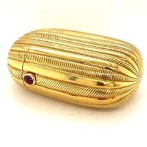 Bulgari 18k Yellow Gold Miniaudiere Clutch Case with Red Gem Cabochon - $494,054.77 MXN
