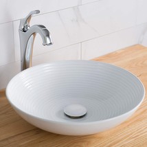 White 16 X 16 X 4 Point 38 Inch Ceramic Above Counter Round Bathroom, 203Gwh. - £114.29 GBP