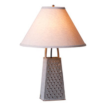 Irvins Country Tinware Cheese Grater Lamp with  Linen Shade - £77.84 GBP