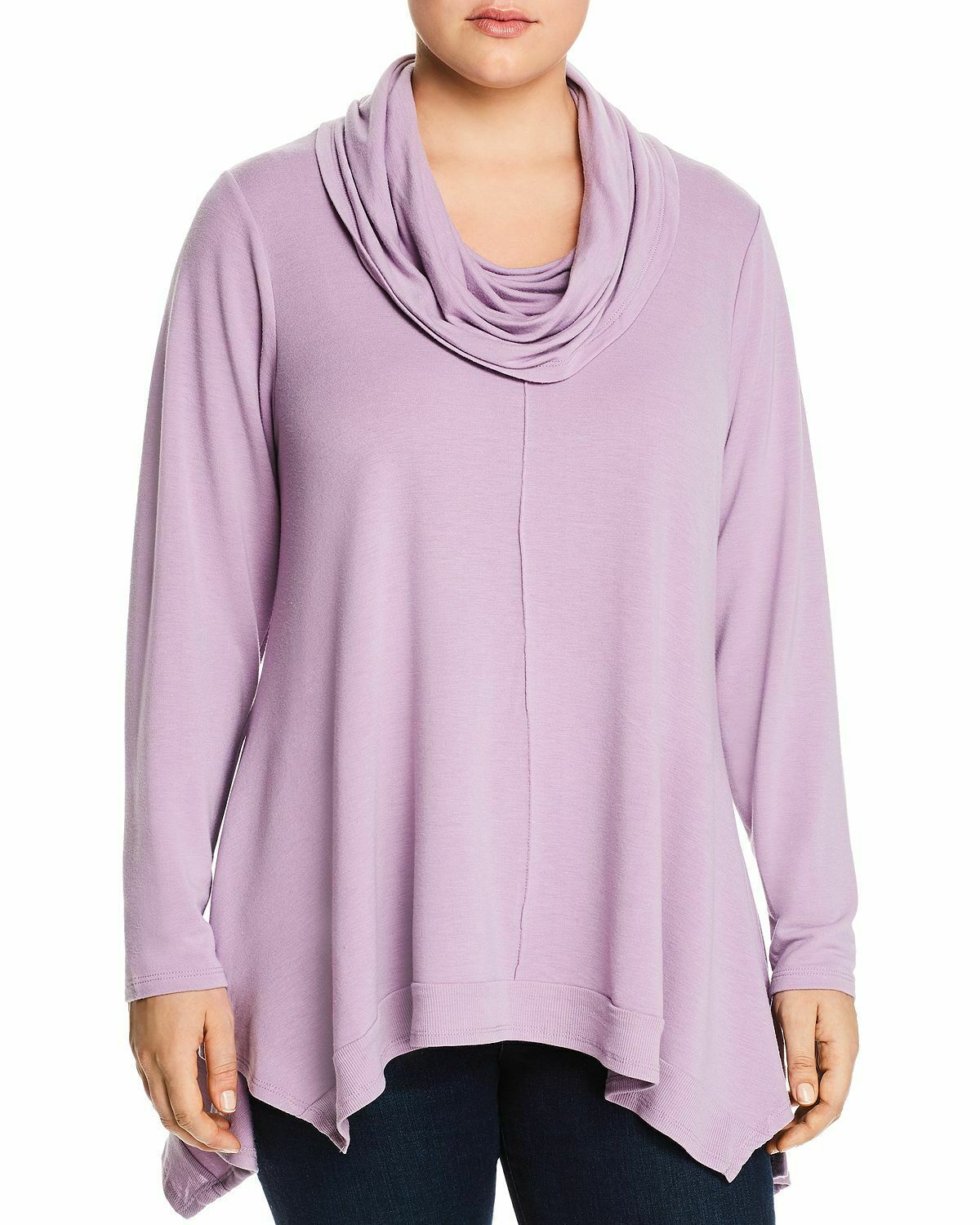 Cupio Womens Purple Cowel-Neck Handkerchief Hem Sweater Top Plus B4HP - $13.50+