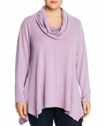 Cupio Womens Purple Cowel-Neck Handkerchief Hem Sweater Top Plus B4HP - $15.00+