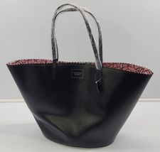 BG) Victoria's Secret Bombshell Woman Large Black Pink Floral Tote Bag S... - $29.69