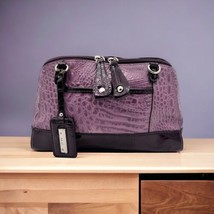 Madi Claire Crossbody Shoulder Bag Clutch Purse Purple Crocodile Leather... - $29.00