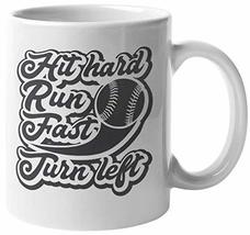 Hit Hard, Run Fast, Turn Left. Funny Coffee &amp; Tea Mug For Softball Or Ba... - $19.79+