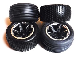 Traxxas Rustler XL-5 2WD Front and Rear Tires (4) Black / Chrome Wheels - £47.77 GBP