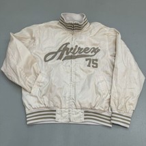 VTG Y2K AVIREX Full Zip White Cream Satin Jacket Bomber Sz M - £47.47 GBP