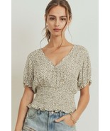 Women&#39;s Puff Sleeve Smocked Waist Surplice Top - $436.74 MXN
