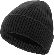 Beanie Hats,Winter Hats Thick Warm  Lined, Beanie Cold Weather Skull Cap (Black) - £10.61 GBP
