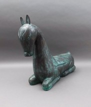 Maitland Smith Vintage Verdigris Bronze Recumbent Foal Statue Sculpture 18 1/2&quot; - £1,596.70 GBP