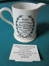 King Edward Vii Memorial Antique Jug &quot;The Peaceaker&quot; Ascended In 1901 Rare - £170.37 GBP