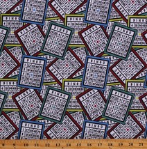 Cotton Bingo Balls Games Cards Academic Fabric Print by the Yard D675.45 - £9.55 GBP