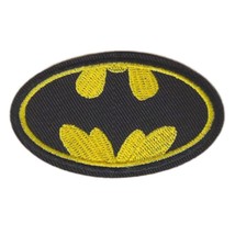 BATMAN IRON ON PATCH 2.9&quot; Yellow Black Superhero Bat-Signal Embroidered Applique - $3.95