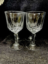 4 vintage Unbranded Crystal stemmed Wine Glasses clear 6 3/8” tall - £15.03 GBP