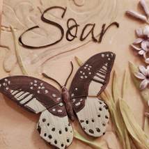 Decorative Ceramic Wall Plaque, 3D Tile, Soar, Butterfly with Hyacinth Flower image 4