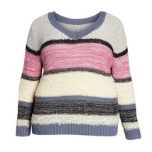 NWT Womens Plus Size 1X 2X 3X 4X Nordstrom Caslon Marl Stripe Pullover Sweater - £20.02 GBP