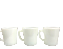 3 Vintage Anchor Hocking Coffee Cup Mug D Handle Milk White Disc Exe Condition - £28.99 GBP