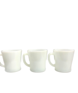 3 Vintage Anchor Hocking Coffee Cup Mug D Handle Milk White Disc Exe Con... - £29.34 GBP
