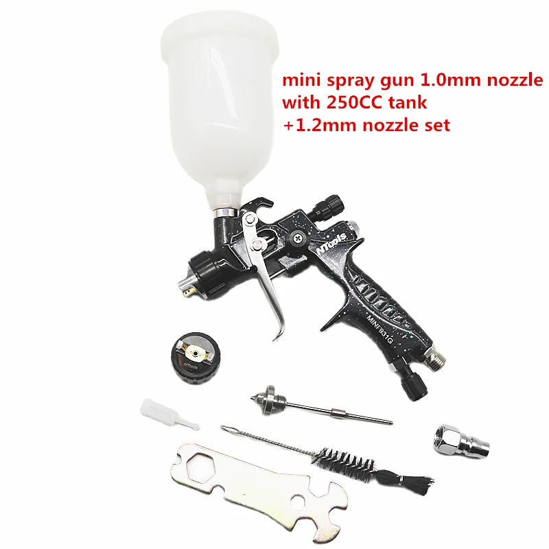 1.0/1.2mm Nozzle Spray  With Adapter And Mixing Tank Paint Spray  Air Spray  Wit - £146.62 GBP