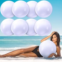 8 Pieces Solid White Beach Ball Inflatable Beach Ball Swimming Pool Party Ball F - £23.71 GBP