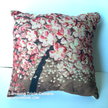 VTG Accent Throw Floral Pillow Zip Case 3D Pink Cherry Blossom Flowers Dogwood - £19.88 GBP