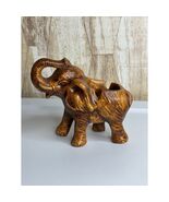 Vintage Ceramic Elephant Figurine Brown Shiny Glaze Ashtray Planter - $330.62 MXN