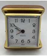  Vintage Equity Folding Small Travel Alarm Clock Brown Plastic Case- Taiwan - $23.32